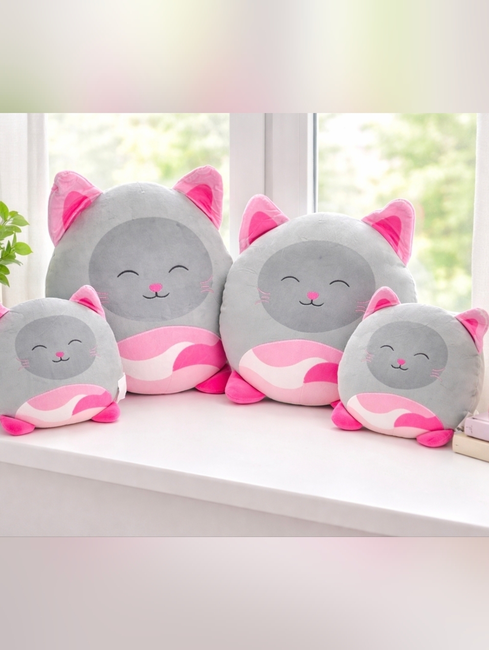 4PCS Cat Plush Pillow Set Soft Cute Kids Cushion Gift